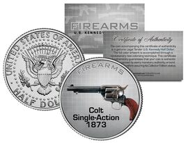 COLT SINGLE-ACTION 1873 Gun Firearm Kennedy Half Dollar US Colorized Coin - $14.95