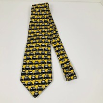 Yellow Necktie with Black Cars and One Blue Truck Soprano Novelty Silk T... - £9.40 GBP