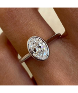 Oval Moissanite Diamond Engagement Ring 925 Silver Solitaire Engagement ... - $443.00