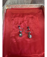 Vintage Earrings Sterling Faux Pearl/Rhinestones  Dangle Screw Back Clip - €15,43 EUR
