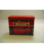 Vintage 1993 Made In England Metal Tin Red Bus Silver Crane Company - $11.04