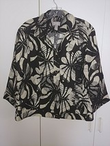 CHICO&#39;S LADIES 3/4-SLEEVE STRETCH BUTTON BLAZER/JACKET-2(L(12)-WORN 1-CR... - $13.09