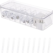 Yesesion Clear Plastic Cable Organizer Box with Adjustment Compartments, Desk - £33.52 GBP