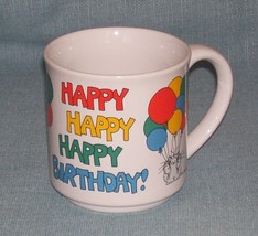 Sandra Boynton Happy Happy Happy Birthday Cup/ Mug - Cats Balloons - Euc - £5.57 GBP