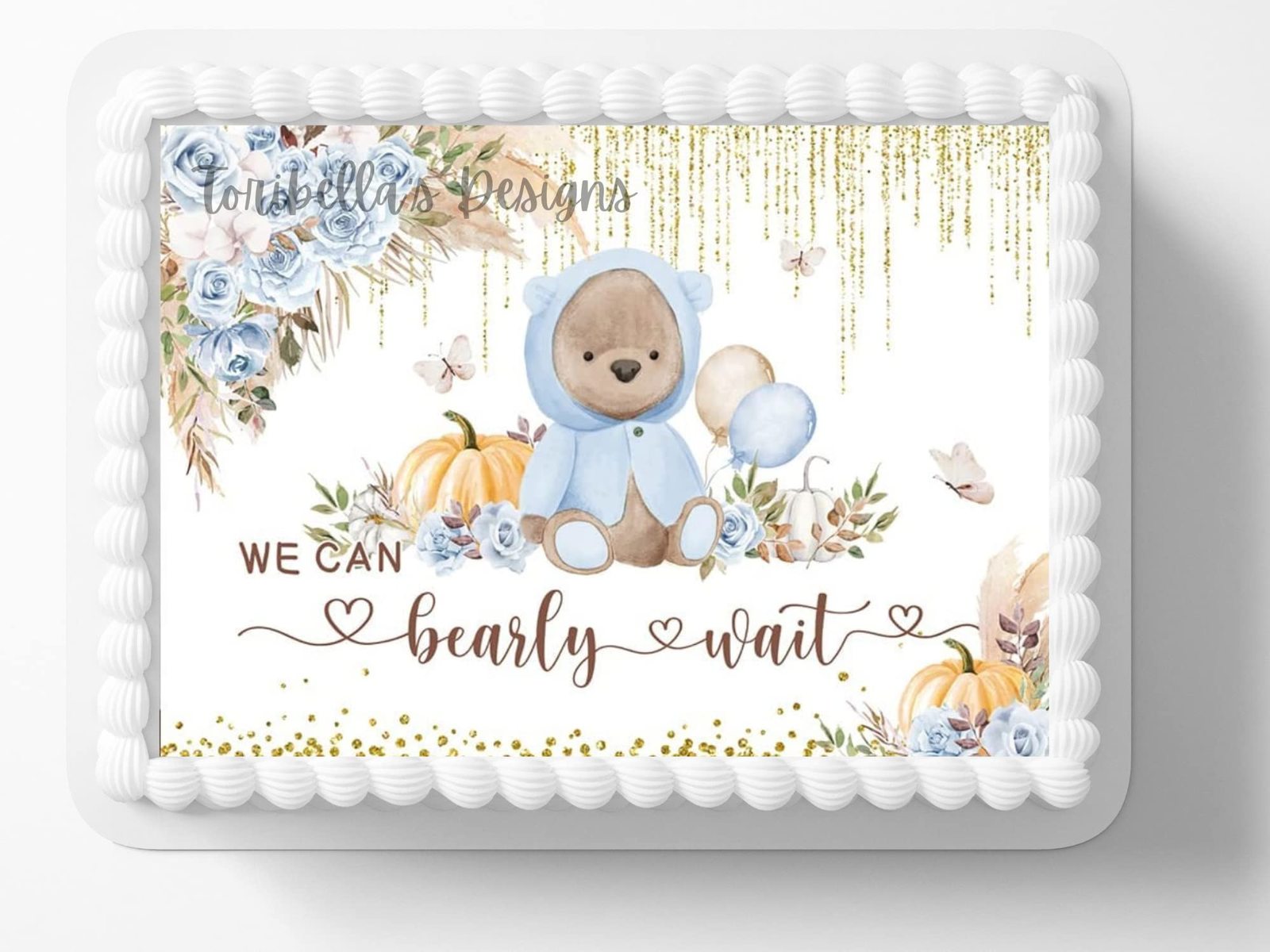 I Can Bearly Wait Baby Shower Teddy Bear Theme Edible Image Edible Cake ...