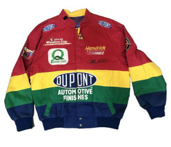 Vtg Jeff Gordon Racing Jacket Chase Authentic Large L Nascar DuPont Rainbow Rare - $98.01