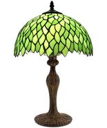 Table Lamp Green Wisteria Stained Glass Nightstand Bedroom Living Room NEW - £137.80 GBP