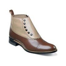 00026-249 Men Stacy Adams High Top Boot Madison Biscuit Toe Brown Taupe Side Zip image 9