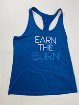 Nike Women Top Medium Blue Dri Fit Earn The Burn Racerback Pullover Logo - $6.68