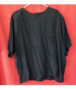 Woman&#39;s Black Crinkle Blouse, Short Sleeves, SK &amp; Co., 1X, Rayon, Should... - $36.96 CAD