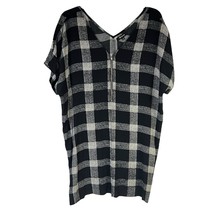 Madewell Dress Small Black White Buffalo Check Plaid Zip Front Tunic Mini - £12.77 GBP