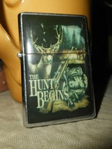 The Hunt Begins. Deer, Rifle, Napsack And Field Glasses. Refillable Lighter. - £11.05 GBP