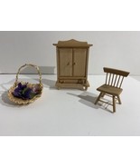 Miniature Wood Doll House accessories Armoires or Wardrobe Chair,  Wicke... - £7.58 GBP