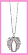 Breast Cancer Awareness Pink Hope Wings of Courage Necklace Silvertone A... - £12.39 GBP