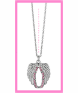 Breast Cancer Awareness Pink Hope Wings of Courage Necklace Silvertone A... - $21.71 CAD