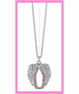 Breast Cancer Awareness Pink Hope Wings of Courage Necklace Silvertone A... - $15.83