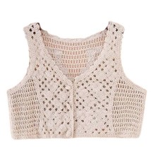 Girls Sleeveless  Vest Crochet Waistcoat Photo  Props Flower  Button Cardigan  G - £26.41 GBP