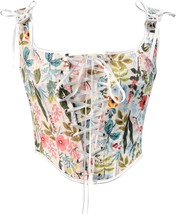Floral Camisole Flower Embroidery Pattern Corset - £45.24 GBP
