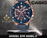 Casio Analog Blue Dial Men&#39;s Stainless steel leather Watch-EFR-569BL-2AVUDF - $111.49