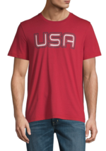 NWT CITY STREETS AMERICA USA 4th of July MENS RED CREW NECK SHORT SLEEVE... - $8.50