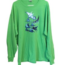 Manta Ray T Shirt 2XL Long Sleeve 2XL Green NEW NWOT Custom Orders Avail... - $16.83