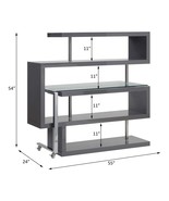 Buck II Writing Desk w/Bookshelf, Clear Glass, Chrome &amp; Gray High Gloss ... - €640,47 EUR