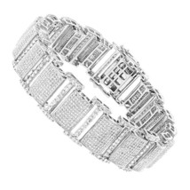 13.8 Ctw D/FL Real Moissanite 14K White Gold Over Cuban Link Men&#39;s Bracelet 8.5&quot; - £251.54 GBP