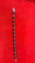 925 Silver + Original Ebony 9-10 mm Beads Natural Karungali Bracelet 8 &quot;... - £23.22 GBP