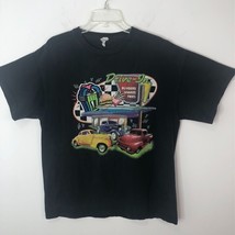 Vintage 90s Drive-In T-Shirt Hot Rod Magazines Graphic Tee Black Cotton Unisex L - £29.63 GBP