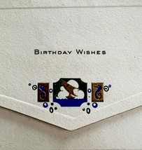 Birthday Envelope Greeting Card Victorian Embossed Nautical Seahorses PC... - $6.00