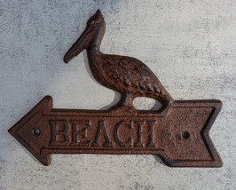 Cast Iron Rustic Louisiana Pelican Bird Beach Arrow Greeting Sign Wall Decor - £14.34 GBP