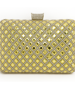 Rhinestone  Purse Gold Bridal Clutch, Evening Crystal Handbag Formal Acc... - $80.65 CAD