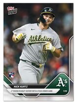 NICK KURTZ RC* - 2025 MLB Topps NOW 1st ROOKIE IN MLB HISTORY W/ FOUR-HO... - $23.51