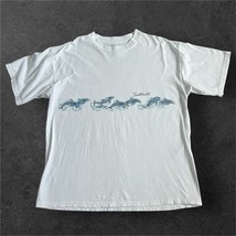 Vintage Seaworld Men’s Dolphin Stripe T Shirt Sz XL Double Sided White S... - $19.75