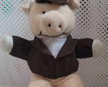 Made in China Stuffed Pig "Sherlock Holmes" Look 5" Tall Cute Farm Anima... - $9.99