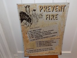 Vintage Prevent Fire Thorough Bred Racing Bureau Tin Sign - $4,118.21 MXN