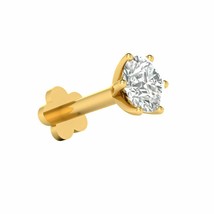 14k Oro 3.5mm Diamanti Finti Naso Labbra per Vite Bottone Anello Piercing Pin - £61.44 GBP