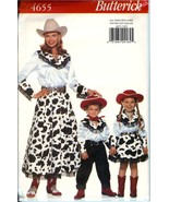 Butterick 4655 Misses Kids COWGIRL Cowboy Costume Pattern Square Dance U... - £17.12 GBP