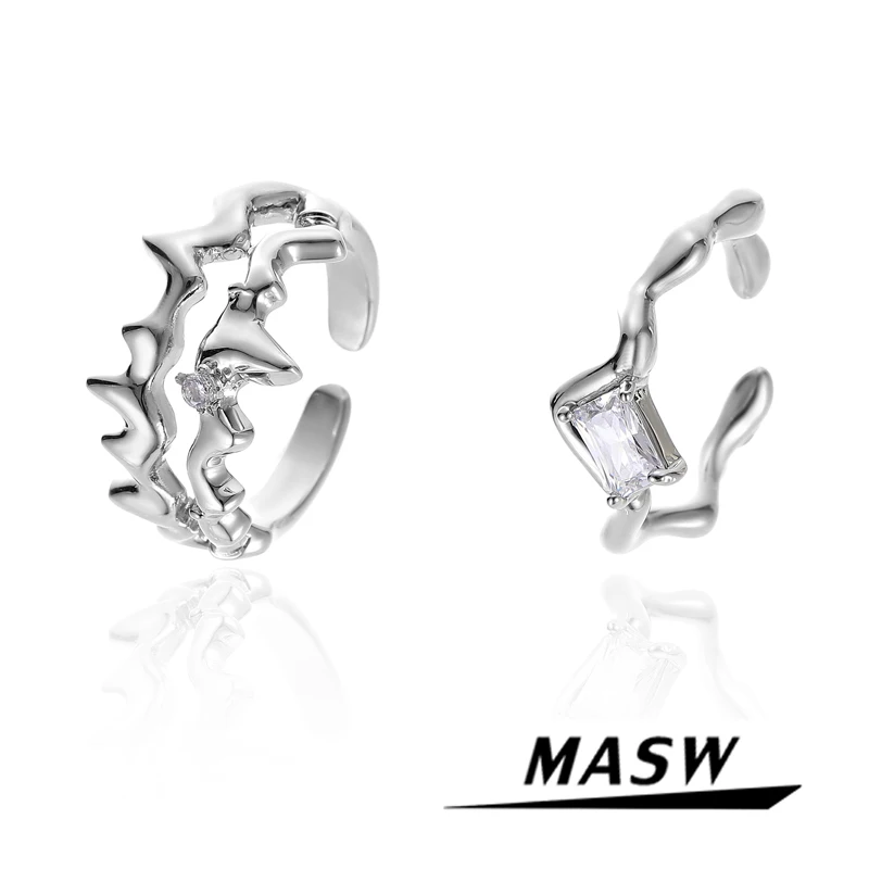 Simply Design Weave Rings Simply Design High Quality Brass Silver Plated AAA Zir - £22.36 GBP