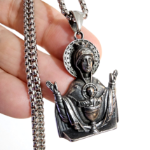 Virgin Mary Pendant Necklaces Stainless Steel Religious Amulet Protecion &amp; Box - £12.98 GBP