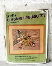 Vintage Bucilla Needlecraft Summer Shadows Straw Hat &amp; Basket Crewel Kit 2241 - £14.22 GBP