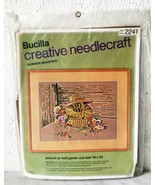 Vintage Bucilla Needlecraft Summer Shadows Straw Hat &amp; Basket Crewel Kit... - £13.44 GBP