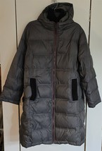 Womens Plus 2X London Fog Dark Gray Down Puffy Puffer Hooded Winter Coat... - $48.51