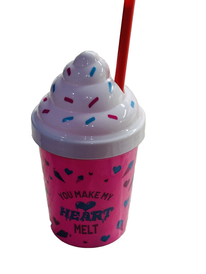 Valentines Day 10” Desert  Plastics Cup W/Lid /Straw-You Make My Heart Melt - $13.74