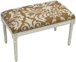 Bench Jacobean Floral Flowers Backless Caramel Antique White Wash Antiqued - £312.86 GBP