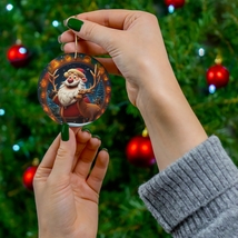 Santa Ceramic Ornament, Owl Christmas Gift For Family, Holiday Tree Decor - £6.31 GBP