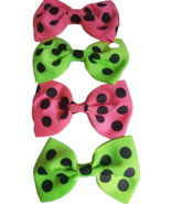 Handmade Pink /Gren Polka Dot Spotted Bow Burette  Hair Grip, Clip Slide... - £4.98 GBP