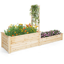 Raised Garden Bed with Trellis-Natural - Color: Natural - £96.73 GBP