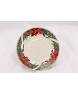 Gibson Poinsettia Holly Ribbons Stoneware Saucers Christmas Lot of 8  Xmas - $16.48 CAD