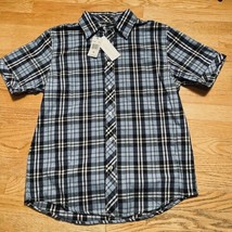 Blue Plaid Button Up Short Sleeve Mens Sz M NWT Vintage PJ Mark Shirt Y2K - £15.82 GBP